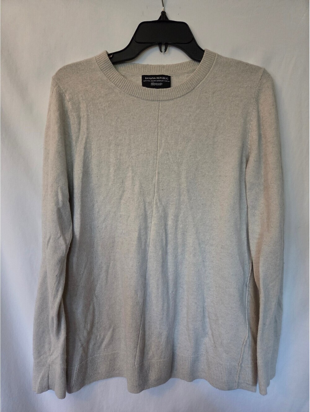 Banana Republic XL Merino Wool Cashmere Sweater Cream Italian Yarn Crewneck